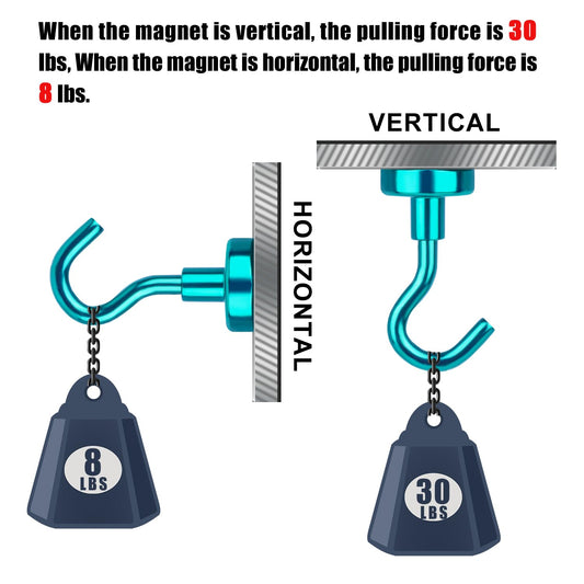 DIYMAG Magnetic Hooks, 30Lbs Strong Heavy Duty Cruise Magnet S-Hooks for Classroom, Fridge, Kitchen etc, (6 Pack-Green)