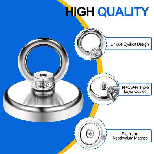 DIYMAG Magnetic Hooks, 100 lbs Heavy Duty Rare Earth Neodymium Magnet Hooks with Countersunk Hole Eyebolt for Workplace, Home, Kitchen, Office and Garage, 10 Packs