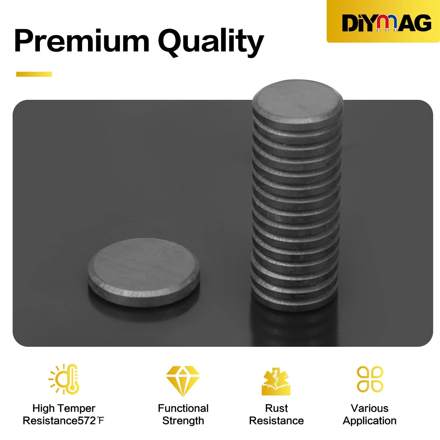 DIYMAG 90Pcs Magnets for Crafts Strong Adhesive Magnet Small Round for Refrigerator Fridge Circle Button Sticky Magnetics Ceramic Dots Heavy Duty Double Sided with Backing for School 0.7 * 0.12inch-UPC:850077560019