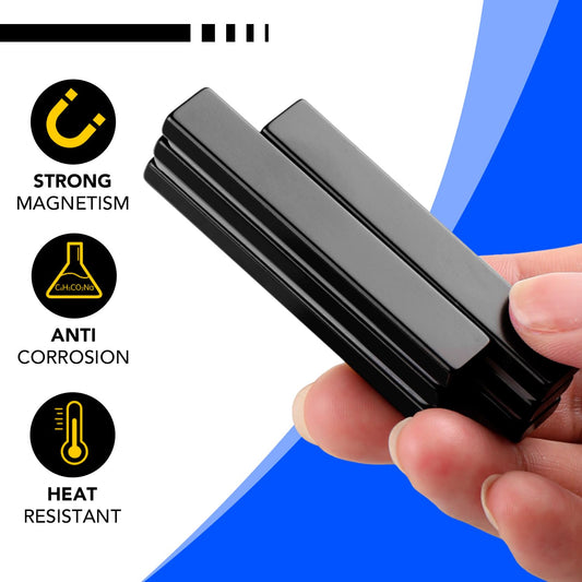 Waterproof Neodymium Bar Magnets with Epoxy Coating, Powerful Permanent Rare Earth Magnets, with Double-Sided Adhesive - 60 x 10 x 5mm, Pack of 8