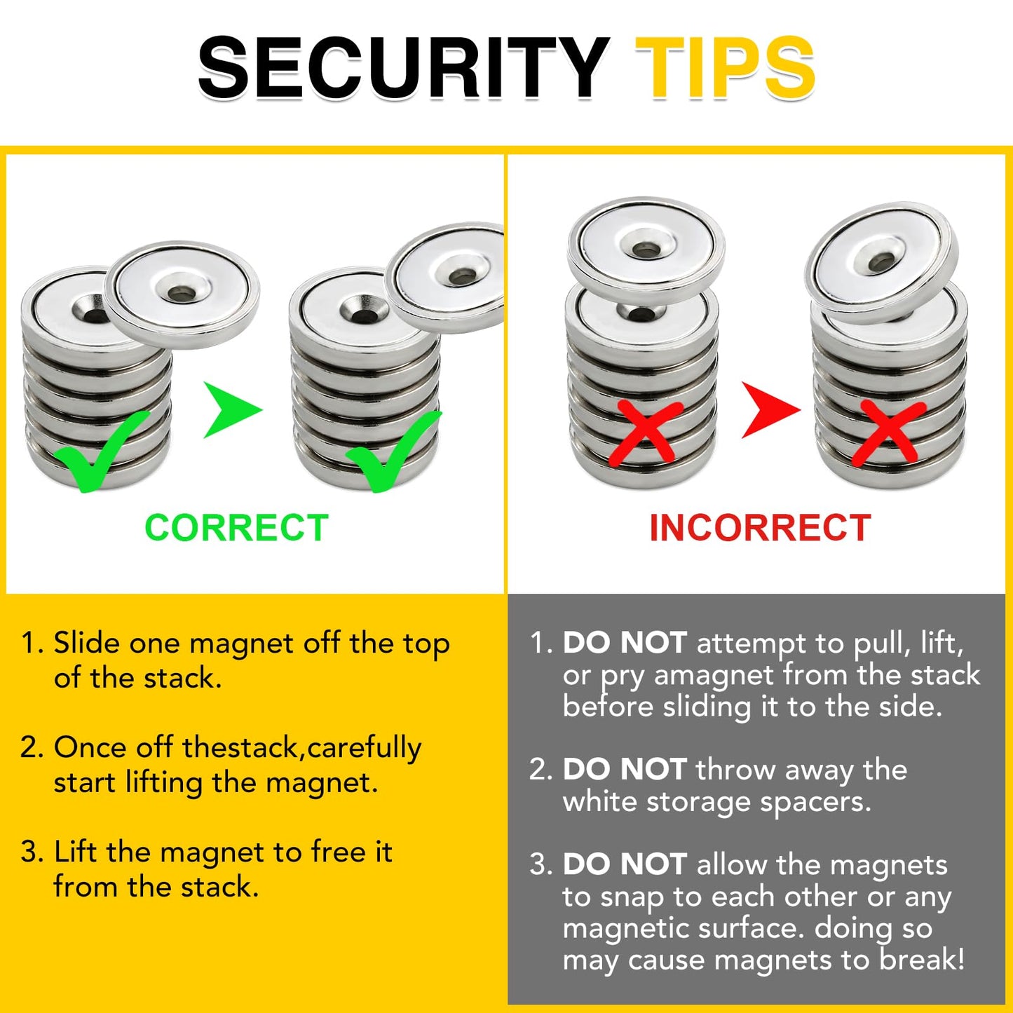 Super Power Rare Earth Cup Magnets, 95 LBS Holding Force, 1.26 inch x 0.236 inch Diameter, Industrial Strength Round Base Neodymium Magnets, Countersunk Hole for Home, Kitchen, Workplace, Pack of 8