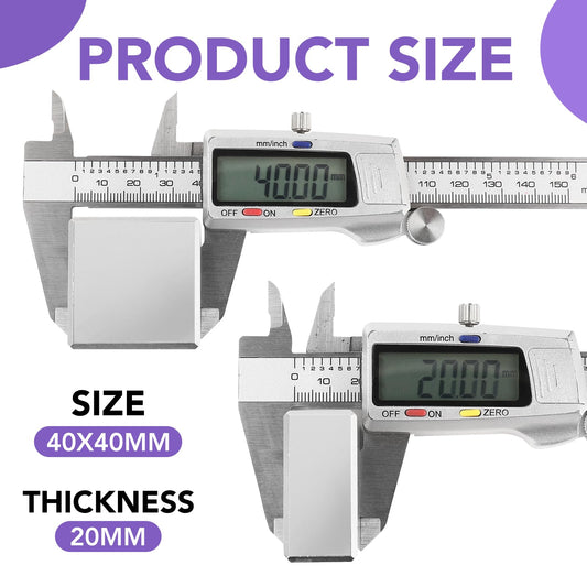 DIYMAG 40x40x20mm Super Strong Neodymium Block Magnet Cubes N52 Permanent Magnet Disc