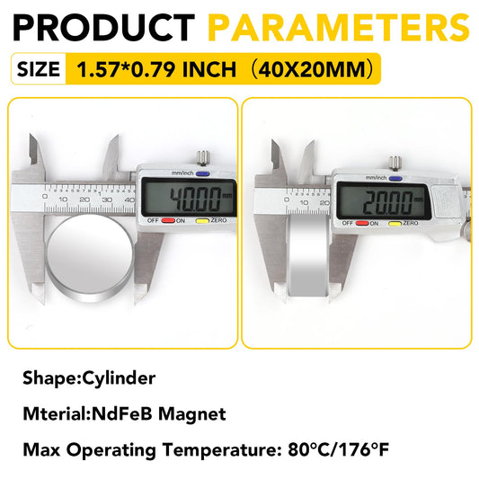 DIYMAG Large Neodymium Magnet, 1.57"x0.79"(40x20mm) Strong Magnets Round High Power Rare Earth Magnets Permanent Magnetic Disc for Tag Remover Tool 1 Piece