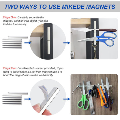 12 Pack Neodymium Bar Magnets with Double-Sided Adhesive, Strong Magnet Heavy Duty Magnetic Strips, Powerful Rare Earth Metal Magnet for Locker, Fridge, Office - 60x10x5 mm