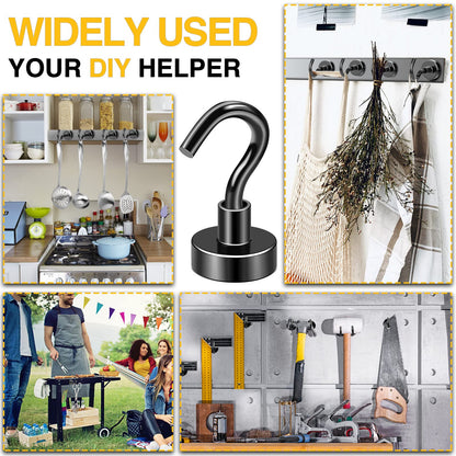DIYMAG Magnetic Hooks, 30Lbs Strong Heavy Duty Cruise Magnet S-Hooks for Classroom, Fridge, Kitchen etc, (6 Pack-Black)