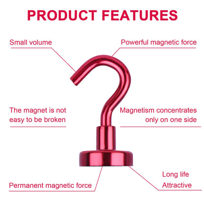 DIYMAG Magnetic Hooks, 30Lbs Strong Heavy Duty Cruise Magnet S-Hooks for Classroom, Fridge, Hanging, Kitchen etc, (6 Pack-Red)