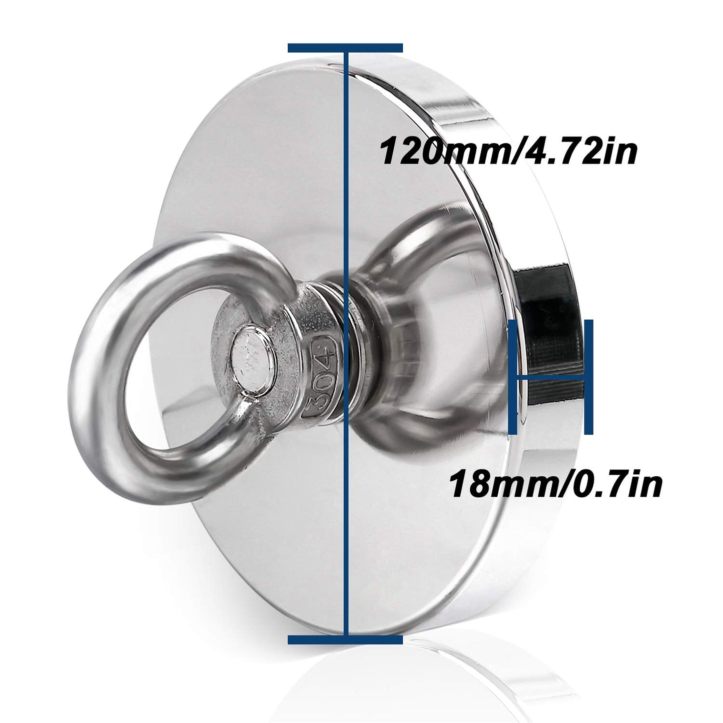 DIYMAG Super Strong Neodymium Fishing Magnets, 1500 lbs(680 KG) Pulling Force Rare Earth Magnet with Countersunk Hole Eyebolt Diameter 4.72 inch(120mm) for Retrieving in River and Magnetic Fishing