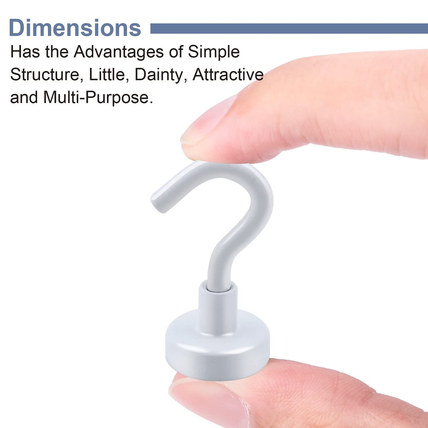 DIYMAG Magnetic Utility Hooks, 30Lbs Heavy Duty Rare Earth Neodymium Magnet Hooks with Nickel Coating for Kitchen, Garage, Cruise, Classroom, Workplace and Office etc, 3 Packs (White)