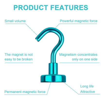DIYMAG Magnetic Hooks, 30Lbs Strong Heavy Duty Cruise Magnet S-Hooks for Classroom, Fridge, Kitchen etc, (6 Pack-Green)
