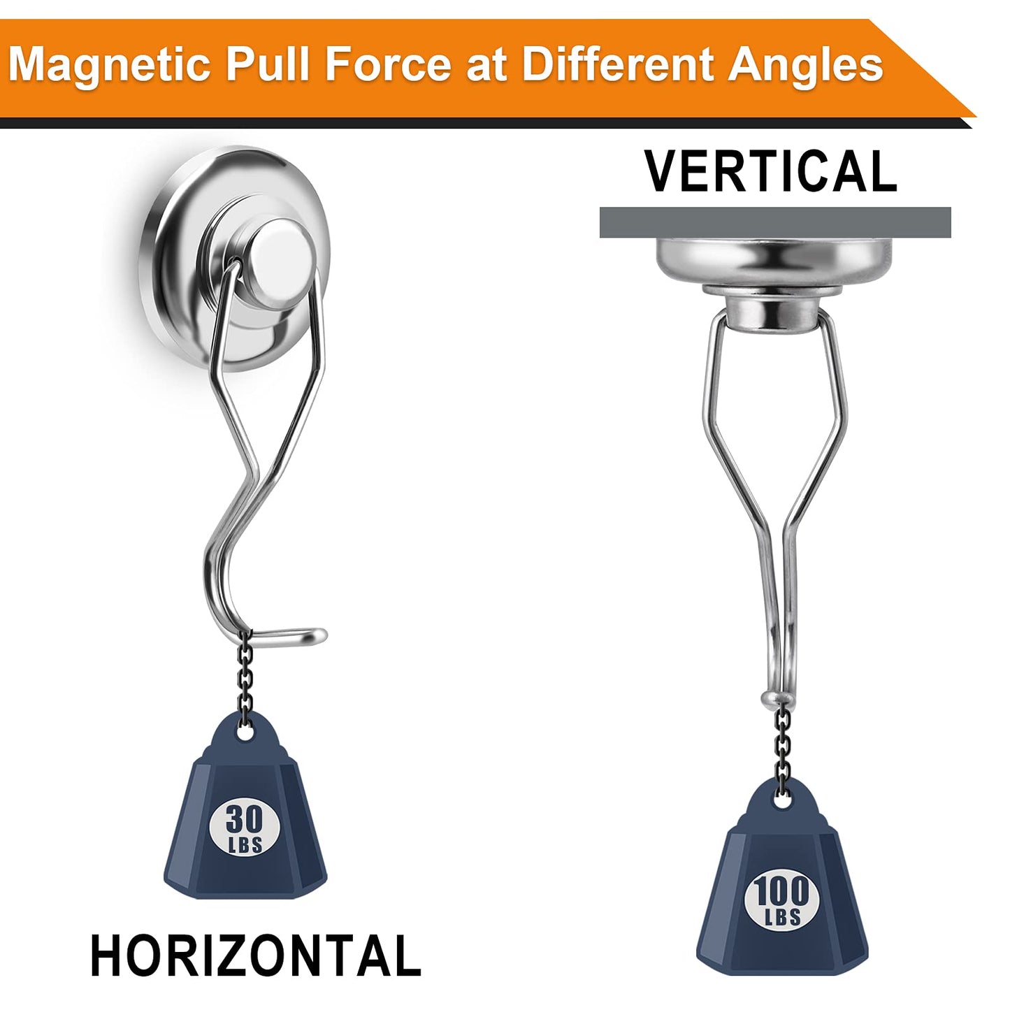 DIYMAG Swivel Swing Powerful Magnetic Hooks, 100LB (7 Pack) Strong Heavy Duty Neodymium Magnet Hooks Great for Grill, Refrigerator, Kitchen, Office-Length 68mm(2.67in), Diameter 32mm(1.26in)