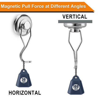 DIYMAG Swivel Swing Powerful Magnetic Hooks, 100LB (7 Pack) Strong Heavy Duty Neodymium Magnet Hooks Great for Grill, Refrigerator, Kitchen, Office-Length 68mm(2.67in), Diameter 32mm(1.26in)