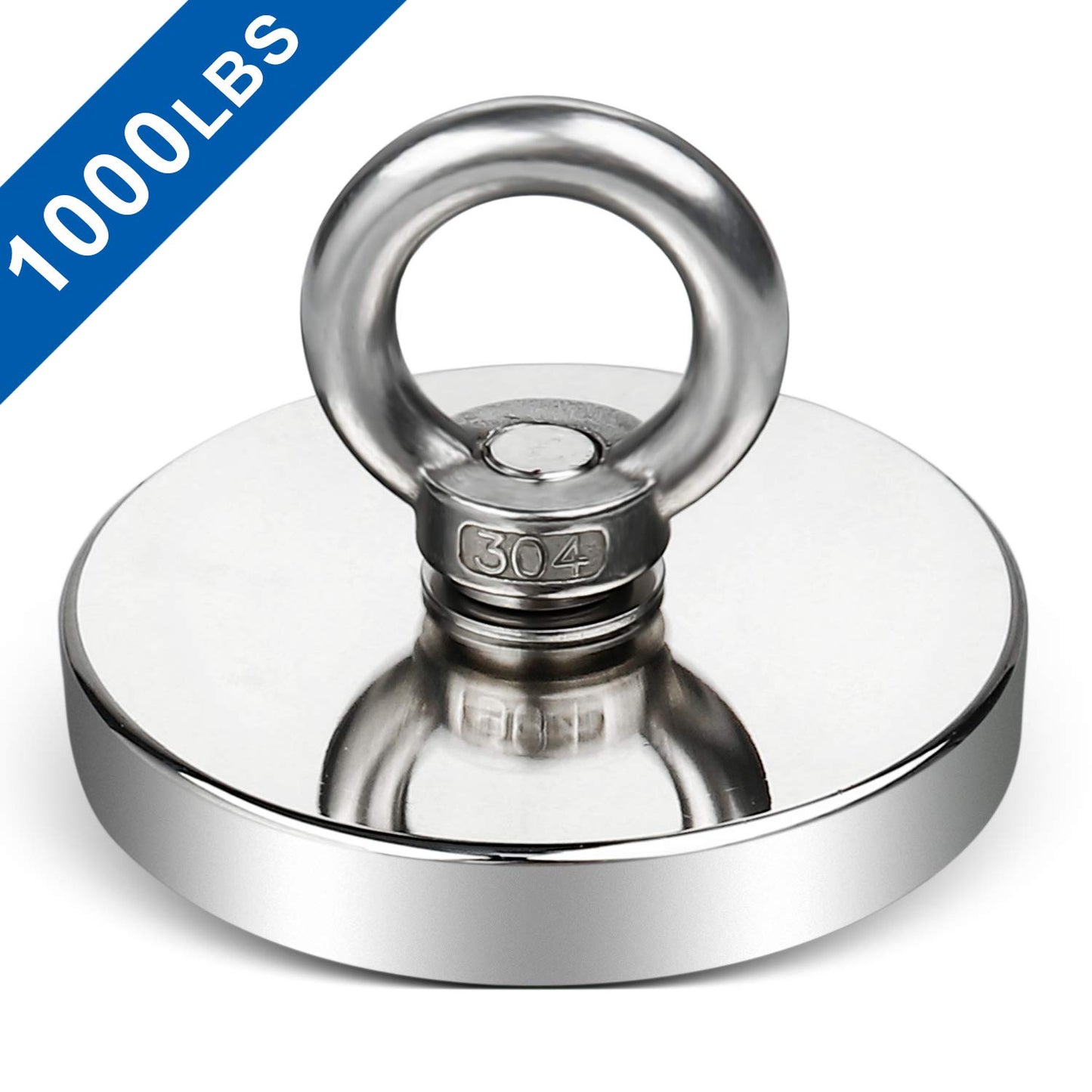 DIYMAG Super Strong Neodymium Fishing Magnets, 1000 lbs(453 KG) Pulling Force Rare Earth Magnet with Countersunk Hole Eyebolt Diameter 3.55 inch(90mm) for Retrieving in River,Lifting and Pick up