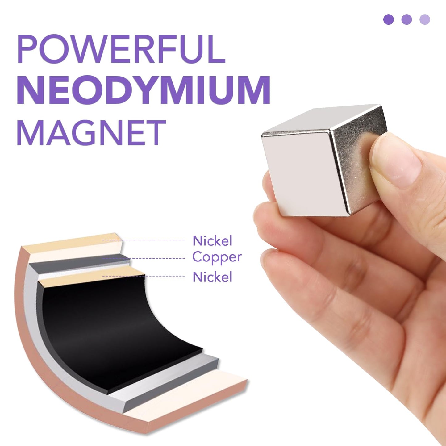 DIYMAG 1Inch  N52 Strong Cube Neodymium Magnets, Cube Rare Earth Magnet Heavy Duty for Fridge Science Whiteboard Crafts Office and DIY Grade Pack of 2