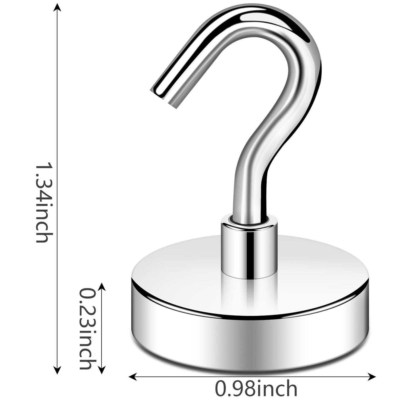 DIYMAG Magnetic Hooks Heavy Duty, 80 LBS Neodymium Magnet Hooks for Home, Kitchen, Workplace, Office, Garage and Indoor Hanging, Silver, Pack of 6