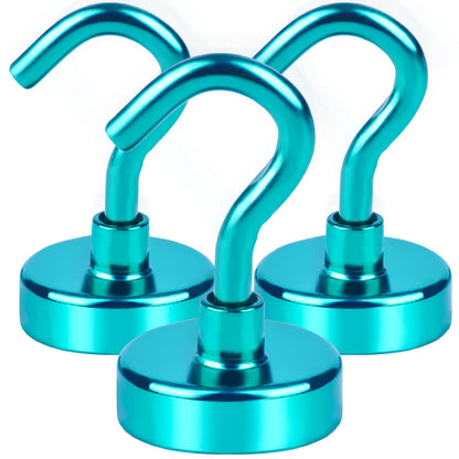 DIYMAG Magnetic Utility Hooks, 30Lbs Heavy Duty Magnet Hooks with Nickel Coating for Kitchen, Garage, Cruise, Classroom, Workplace and Office etc, 3 Packs (Green)