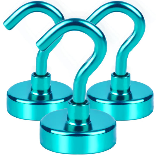 DIYMAG Magnetic Utility Hooks, 30Lbs Heavy Duty Magnet Hooks with Nickel Coating for Kitchen, Garage, Cruise, Classroom, Workplace and Office etc, 3 Packs (Green)