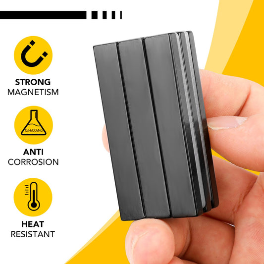 DIYMAG 12 Pack Waterproof Neodymium Bar Magnets with Epoxy Coating, Powerful Permanent Rare Earth Magnets, with Double-Sided Adhesive - 60 x 10 x 3mm, Pack of 12