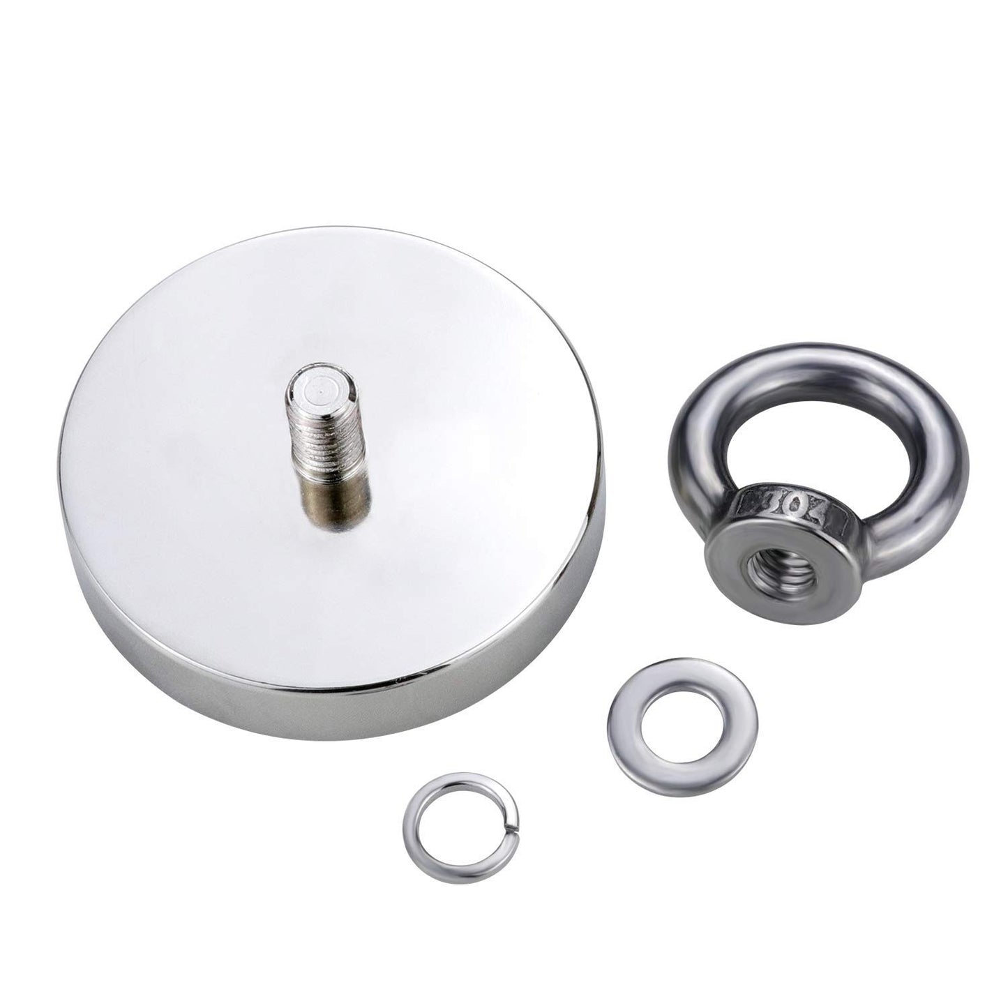 DIYMAG Super Strong Neodymium Fishing Magnets, 500 LBS(227 KG) Pulling Force Rare Earth Magnet with Countersunk Hole Eyebolt Diameter 2.36 INCH(60mm) for Retrieving in River and Magnetic Fishing