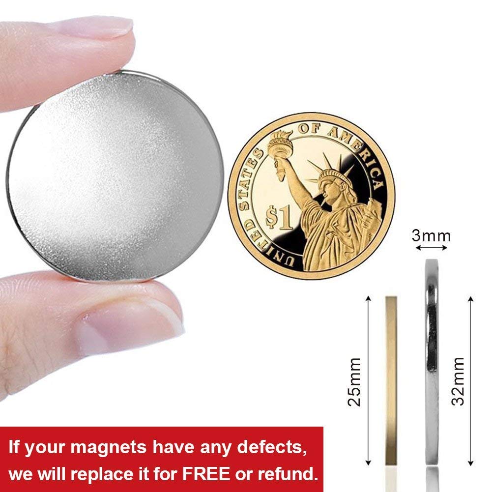 DIYMAG Powerful Neodymium Disc Magnets, Permanent, Strong, Rare Earth Magnets. Fridge, DIY, Building, Scientific, Craft, and Office, 1.26 inch x 1/8 inch,16 Pack