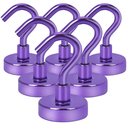 DIYMAG Magnetic Hooks, 30Lbs Strong Heavy Duty Cruise Magnet S-Hooks for Classroom, Fridge, Kitchen etc, (6 Pack-Purple)