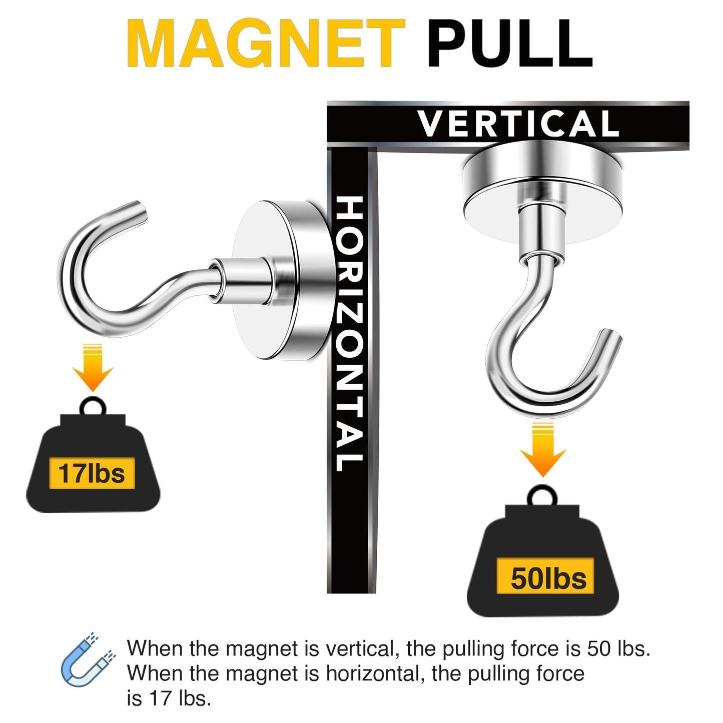 DIYMAG Magnetic Hooks, 50lbs Heavy Duty N52 Rare Earth Magnets with Hook 2025 Cruise Cabin Ship Essentials for Fridge Hanging Classroom Beach Vacation Kitchen Grills Home Must Have 6 Pack