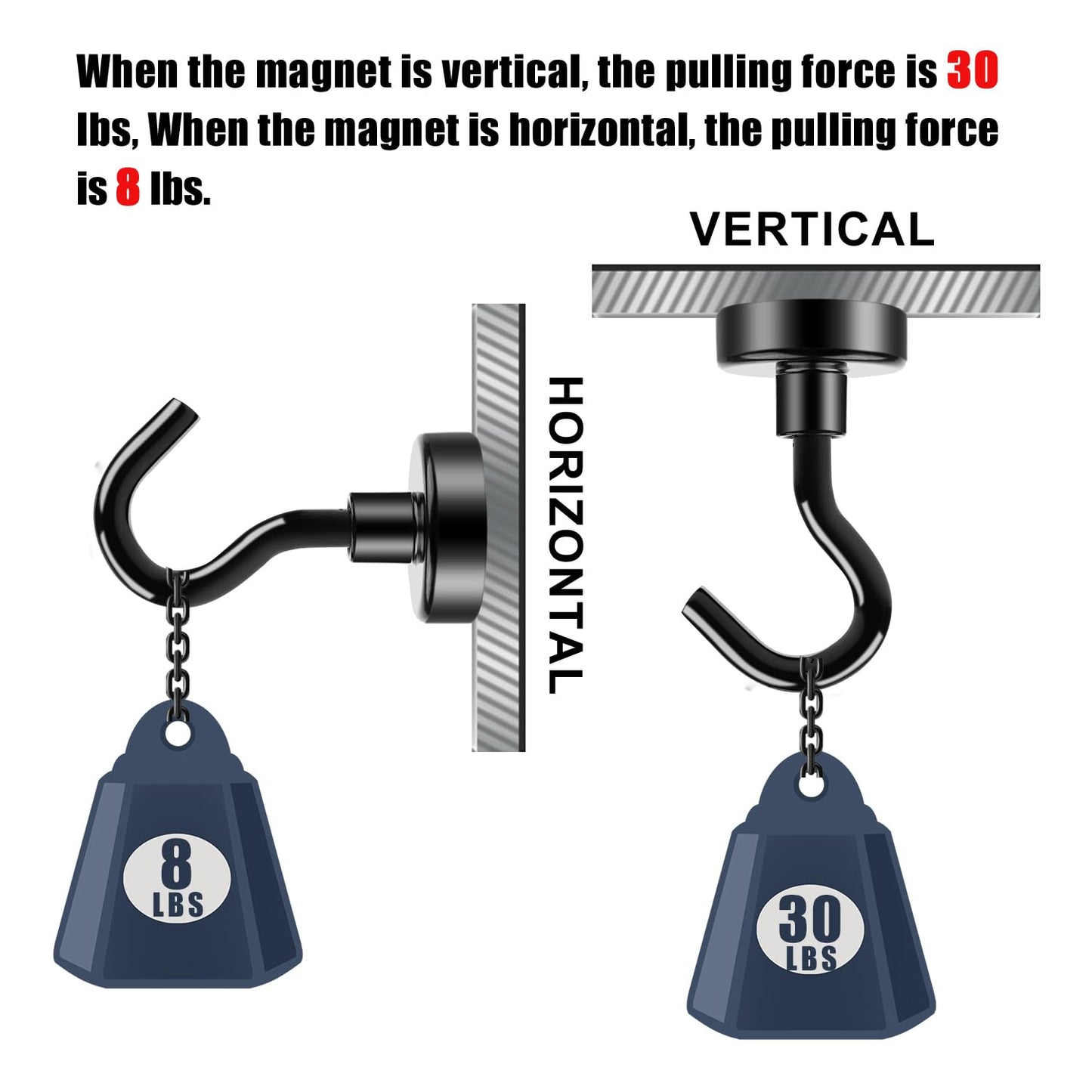 DIYMAG Hooks for Hanging String Lights, Black Magnetic Hooks 30lbs+ Magnet Hook 2025 Cruise Cabin Ship Essentials Heavy Duty Strong Magnets Refrigerator Fridge Classroom Kitchen Grills Home 3PCS