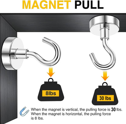 DIYMAG Hooks for Hanging String Lights, Magnetic Hooks 30lbs+ Magnet Hook 2025 Cruise Cabin Ship Essentials Heavy Duty Strong Magnets Refrigerator Fridge Classroom Vacation Kitchen Grills Home 60PCS
