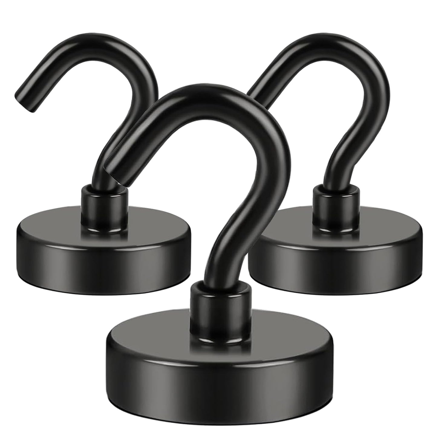 DIYMAG Hooks for Hanging String Lights, Black Magnetic Hooks 30lbs+ Magnet Hook 2025 Cruise Cabin Ship Essentials Heavy Duty Strong Magnets Refrigerator Fridge Classroom Kitchen Grills Home 3PCS