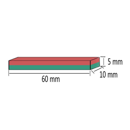 12 Pack Neodymium Bar Magnets with Double-Sided Adhesive, Strong Magnet Heavy Duty Magnetic Strips, Powerful Rare Earth Metal Magnet for Locker, Fridge, Office - 60x10x5 mm