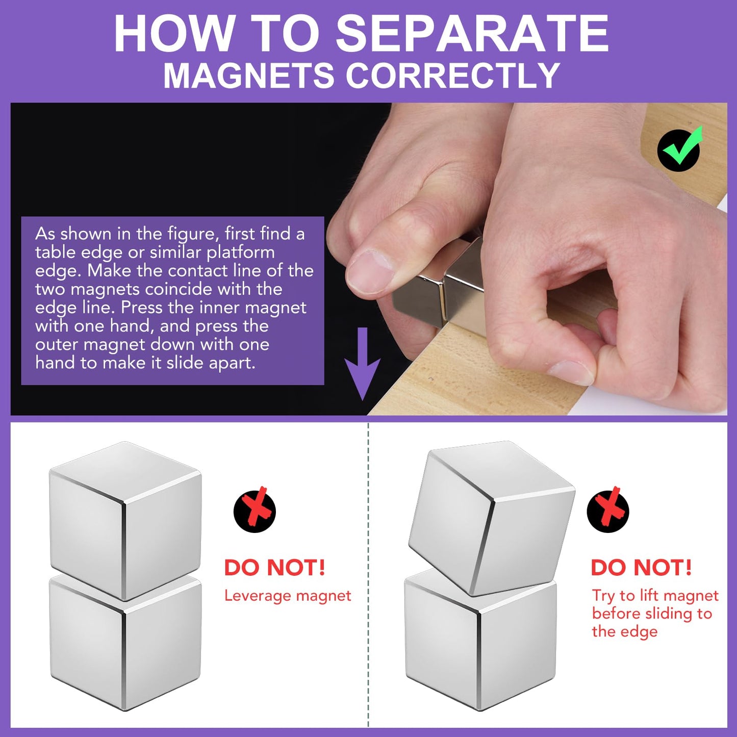 DIYMAG 1Inch  N52 Strong Cube Neodymium Magnets, Cube Rare Earth Magnet Heavy Duty for Fridge Science Whiteboard Crafts Office and DIY Grade Pack of 2