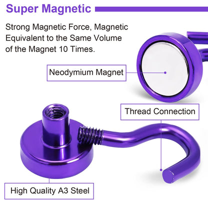 DIYMAG Magnetic Hooks, 30Lbs Strong Heavy Duty Cruise Magnet S-Hooks for Classroom, Fridge, Kitchen etc, (6 Pack-Purple)