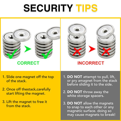 Super Power Rare Earth Cup Magnets, 95 LBS Holding Force, 1.26 inch x 0.236 inch Diameter, Industrial Strength Round Base Neodymium Magnets, Countersunk Hole for Home, Kitchen, Workplace, Pack of 8