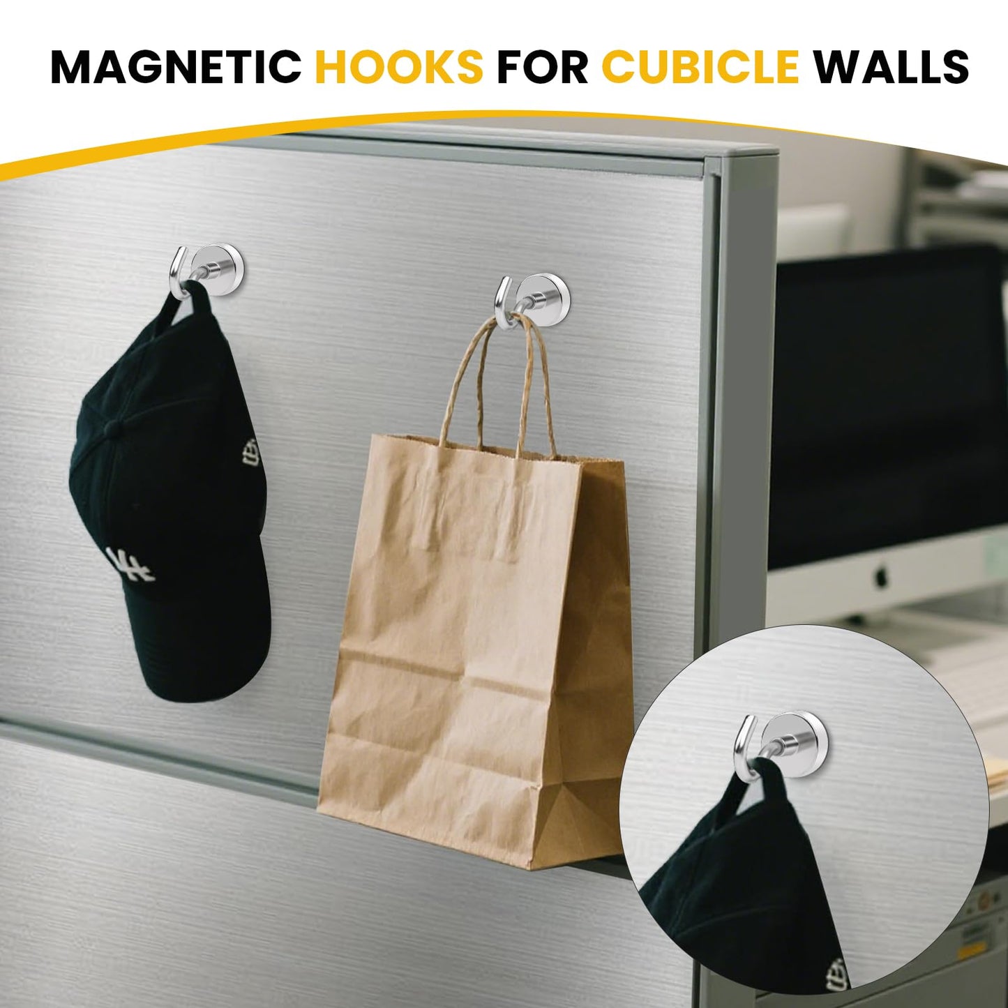 DIYMAG Magnetic Hooks for Hanging Cubicle Accessories, 30lbs 2025 Cruise Cabin Ship Essentials N52 Magnetic Hook Heavy Duty Strong Magnets Fridge for Classroom Beach Kitchen Grills 28 Pack Silver