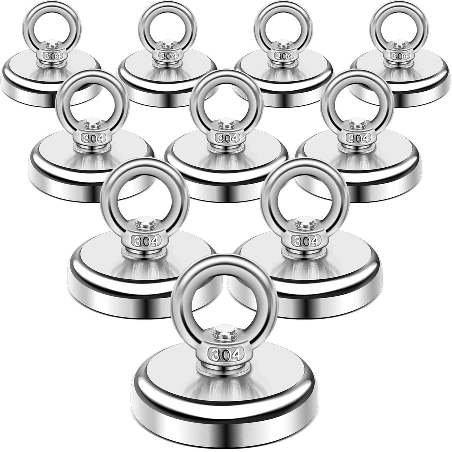 DIYMAG Magnetic Hooks, 100 lbs Heavy Duty Rare Earth Neodymium Magnet Hooks with Countersunk Hole Eyebolt for Workplace, Home, Kitchen, Office and Garage, 10 Packs