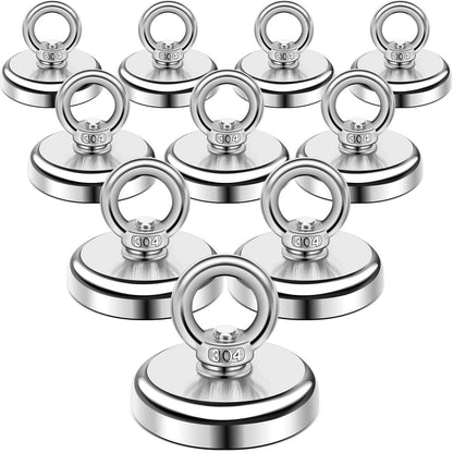 DIYMAG Magnetic Hooks, 100 lbs Heavy Duty Rare Earth Neodymium Magnet Hooks with Countersunk Hole Eyebolt for Workplace, Home, Kitchen, Office and Garage, 10 Packs