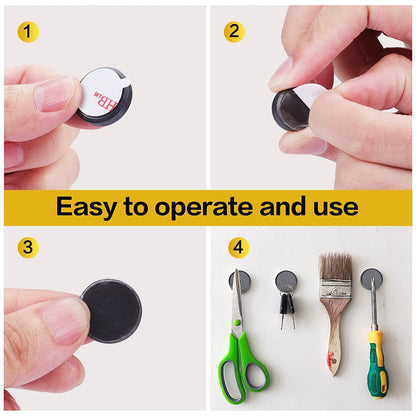 DIYMAG Strong Magnets 75Pcs 0.98x0.2Inch Fridge Refrigerator Magnet for Crafts with Adhesive Backing Magnetic Small Black Button Ceramic Circle Craft Round Heavy Duty Adhesive Neodymium Whiteboard