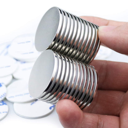 DIYMAG Powerful Neodymium Disc Magnets with Double-Sided Adhesive, Strong Permanent Rare Earth Magnets for Fridge, DIY, Building, Scientific, Craft, and Office, 1.26 Inch Diameter, Pack of 20