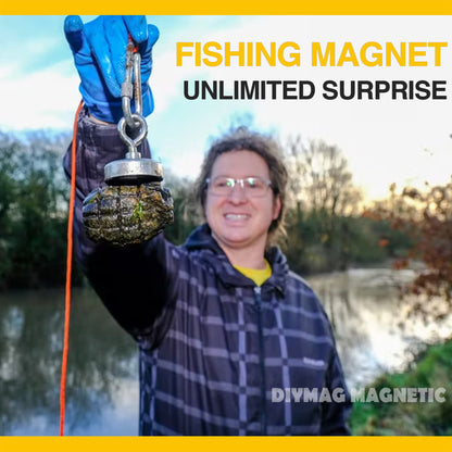 DIYMAG Super Strong Neodymium Fishing Magnets, 500 lbs(227 KG) Pulling Force Rare Earth Magnet with Countersunk Hole Eyebolt for Retrieving in River and Magnetic Fishing,Diameter 2.36 inch(60 mm)