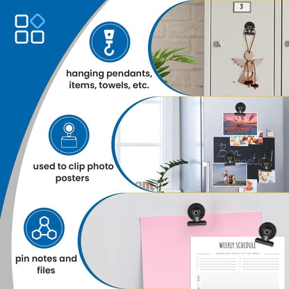 DIYMAG Hanging Photo Magnetic Clips, 20 Pack Fridge Magnets Heavy Duty Holder Party Graduation Collage Picture  Display Diy Clip for Refrigerator Home Whiteboard Office Locker Classroom Balck