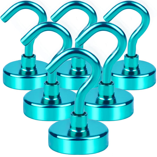 DIYMAG Magnetic Hooks, 30Lbs Strong Heavy Duty Cruise Magnet S-Hooks for Classroom, Fridge, Kitchen etc, (6 Pack-Green)
