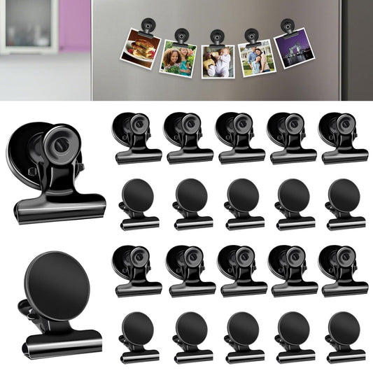 DIYMAG Hanging Photo Magnetic Clips, 20 Pack Fridge Magnets Heavy Duty Holder Party Graduation Collage Picture  Display Diy Clip for Refrigerator Home Whiteboard Office Locker Classroom Balck
