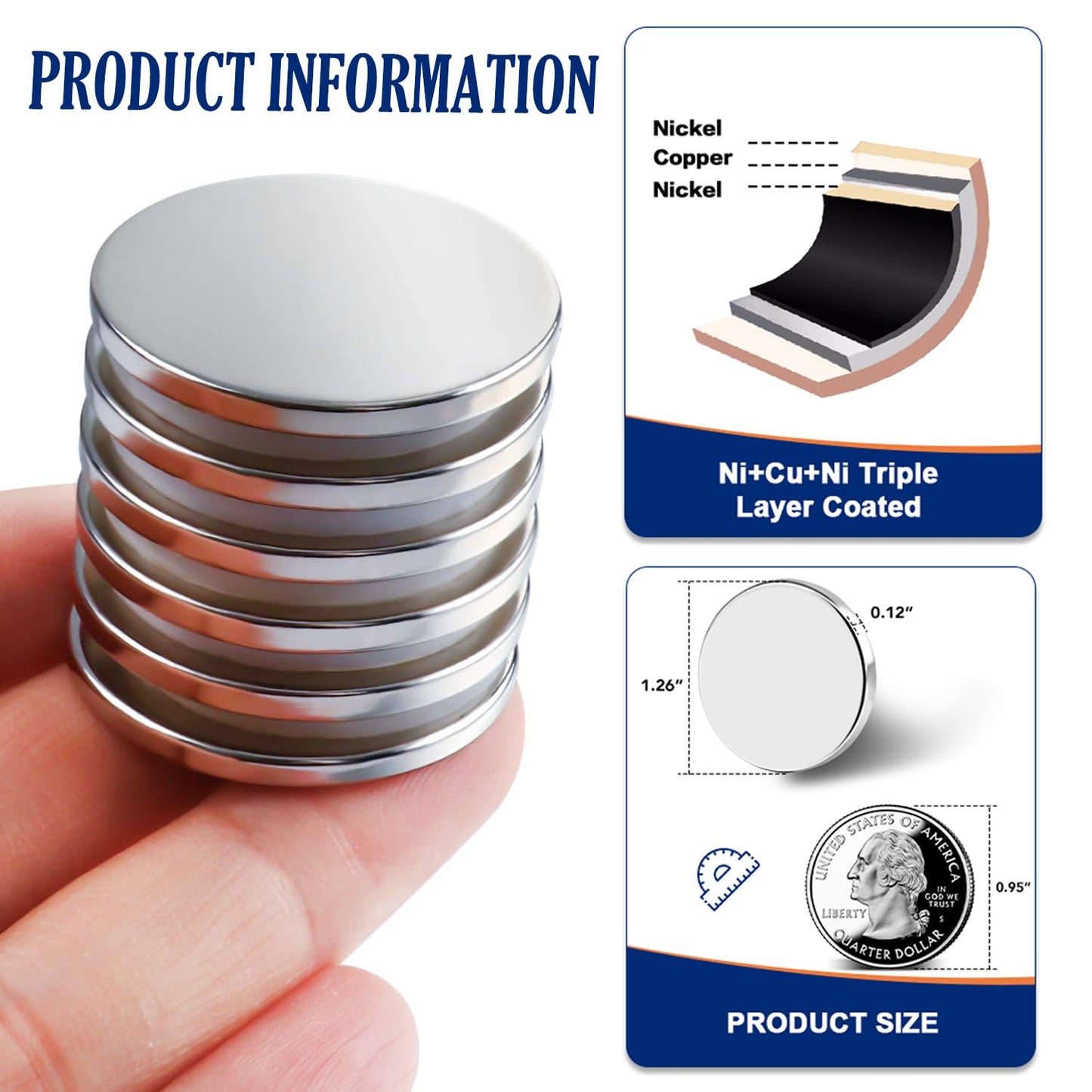 DIYMAG Powerful Neodymium Disc Magnets, Permanent, Strong, Rare Earth Magnets. Fridge, DIY, Building, Scientific, Craft, and Office, 1.26 inch x 1/8 inch,16 Pack