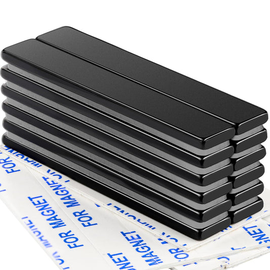 DIYMAG 12 Pack Waterproof Neodymium Bar Magnets with Epoxy Coating, Powerful Permanent Rare Earth Magnets, with Double-Sided Adhesive - 60 x 10 x 3mm, Pack of 12