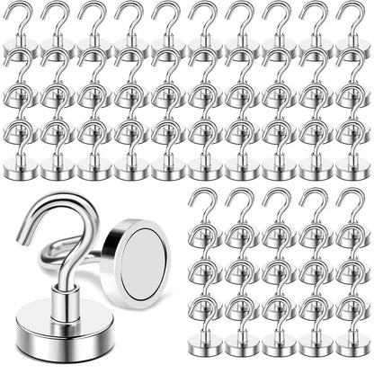 DIYMAG Hooks for Hanging String Lights, Magnetic Hooks 30lbs+ Magnet Hook 2025 Cruise Cabin Ship Essentials Heavy Duty Strong Magnets Refrigerator Fridge Classroom Vacation Kitchen Grills Home 60PCS