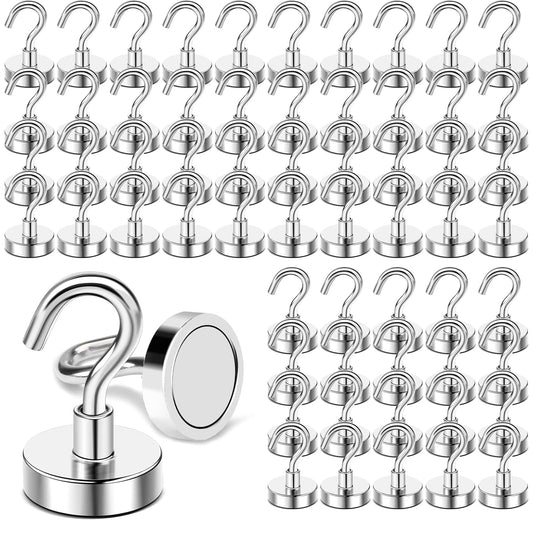 DIYMAG Hooks for Hanging String Lights, Magnetic Hooks 30lbs+ Magnet Hook 2025 Cruise Cabin Ship Essentials Heavy Duty Strong Magnets Refrigerator Fridge Classroom Vacation Kitchen Grills Home 60PCS
