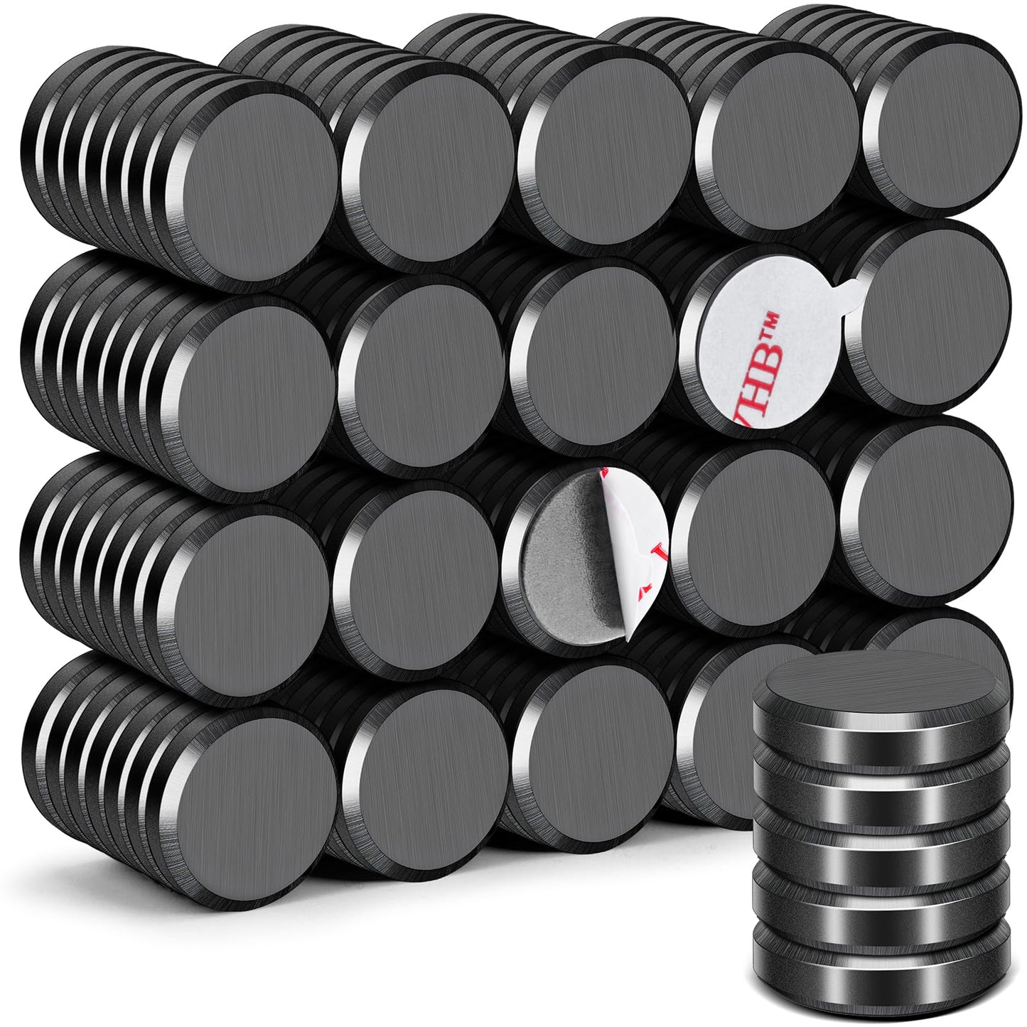 DIYMAG Strong Magnets 68Pcs 0.71x0.12Inch Fridge Refrigerator Magnet for Crafts with Adhesive Backing Magnetic Small Black Button Ceramic Circle Craft Round Heavy Duty Adhesive Neodymium Whiteboard