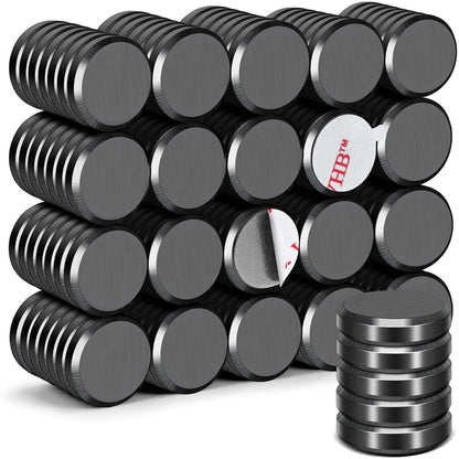 DIYMAG Strong Magnets 68Pcs 0.71x0.12Inch Fridge Refrigerator Magnet for Crafts with Adhesive Backing Magnetic Small Black Button Ceramic Circle Craft Round Heavy Duty Adhesive Neodymium Whiteboard